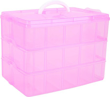 Large Stackable Craft Storage Containers, 3 Layers Hair Accessories Organizers B