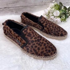 NEW Size 39 Jimmy Choo Vlad Pony Hair Leopard Print Unisex Espadrilles Flats