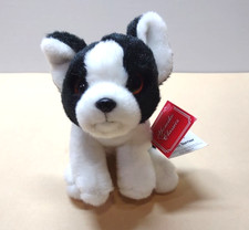 Russ Black White Boston Terrier Plush Backpack Clip 4" Stuffed Puppy Dog NEW  