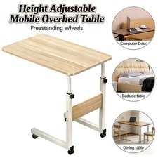 Hospital Overbed Table on Wheels-Height Adjustable Medical Tray Table Patients E
