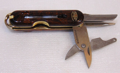 Gerber Fiskars Multitool Keychain Brown Rare Collectible Tweezers Vintage Old
