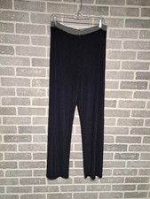 Chicos Travelers Womens Black Pants Wide Leg Slinky Knit Stretch Pull On Size 1