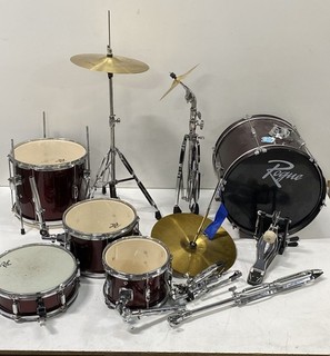 Rogue 5 Piece Drum Set Wine Red Complete Student Kit with Cymbals and Hardware