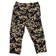 Jessica Simpson Floral Black Pull On Pants Size Large NWOT