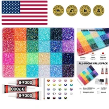 32000Pcs 3mm Rainbow Jelly Rhinestones Gems for Bedazzling Crafting, Colorful...