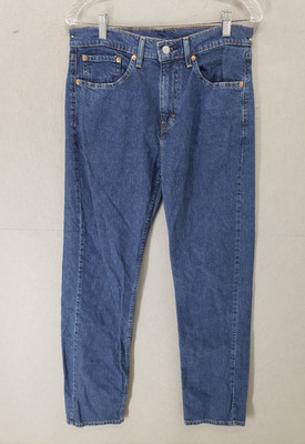 Levis 505 Men Jeans 32x34 Blue Cotton Blend Straight Leg Regular Denim Trousers