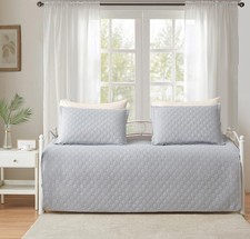 3 Piece Grey Daybed Cover Twin Size Cozy Daybed Sets Bedding Double Sided Quilti