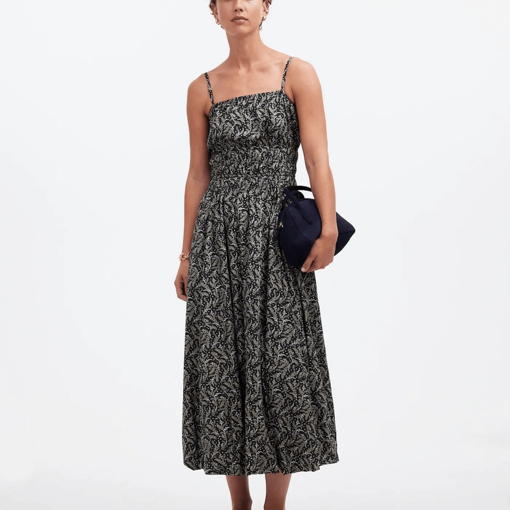 Madewell Sleeveless Bubble-Hem Midi Dress in Floral