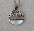 Sterling Silver Mother of Pearl Tree of Life Design Pendant Necklace 18.25";A817 — photo 2
