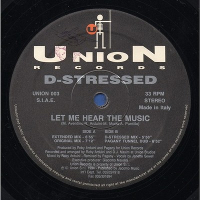 D-Stressed - Let Me Hear The Music (Vinyl 12'' - 1994 - IT - Original)