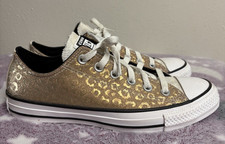 Women s Size 8 Converse Chuck Taylor All Star Low Gold Glitter Leopard Spots