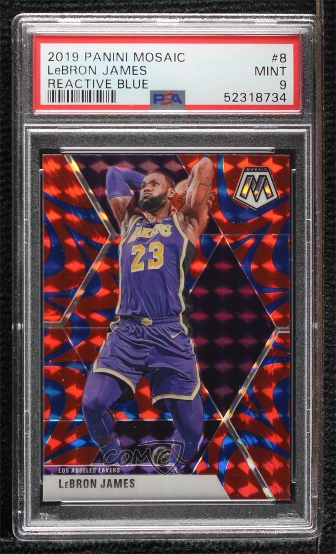 2019-20 Panini Mosaic Reactive Blue Prizm LeBron James #8 PSA 9 MINT 0u3v