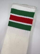 VTG Tube Socks 80's NOS 20" Football Striped Red Green Basketball Acrylic USA