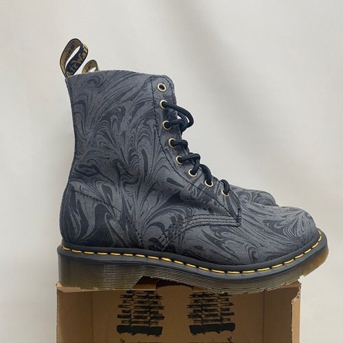 Dr Marten 1460 Pascal Black Gray Marbled Suede sz 7 womens