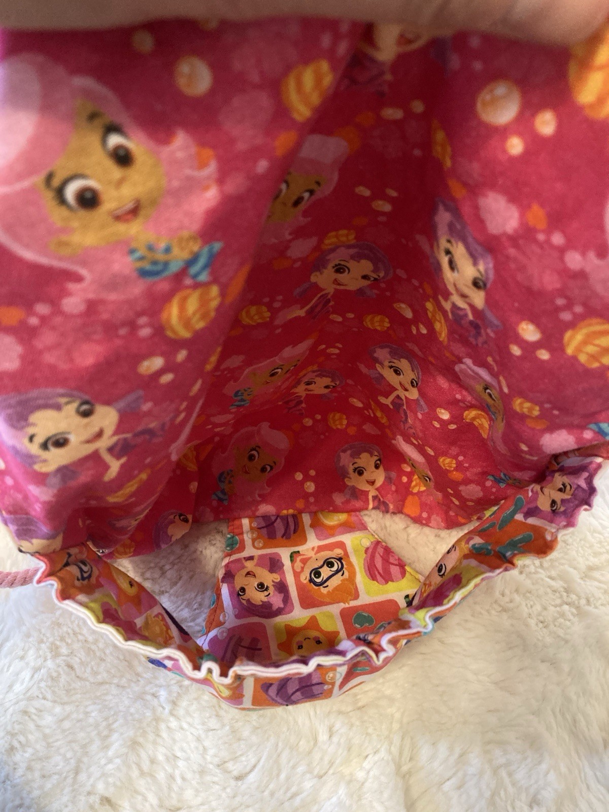 Bubble Guppies Lot 13” Pink Drawstring Backpack with 8” Molly and Bubble Puppy