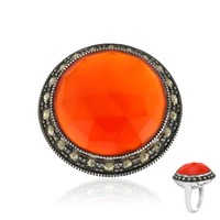 Roter Achat Rhodium Plattiert Sterling Silber Ring