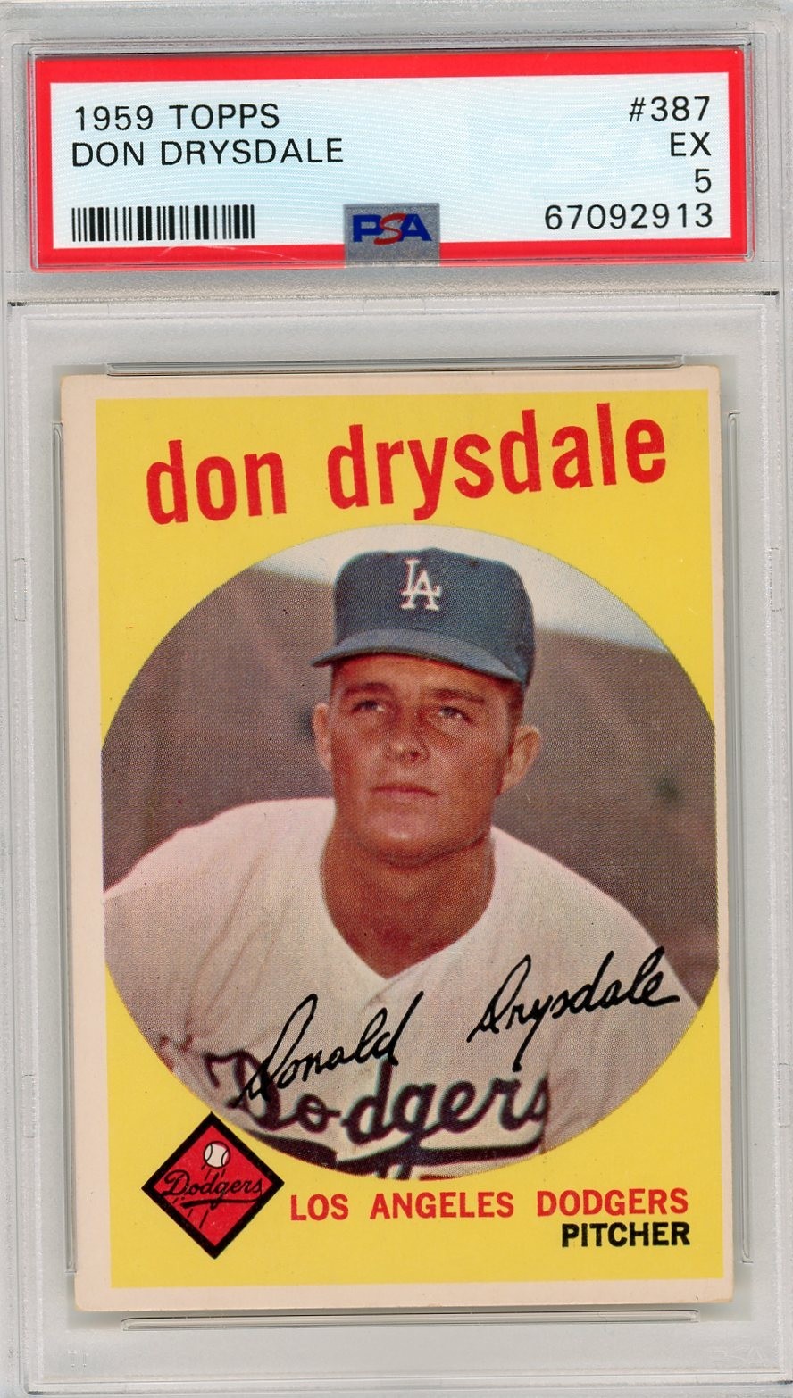 1959 Topps - Don Drysdale #387 - PSA 5