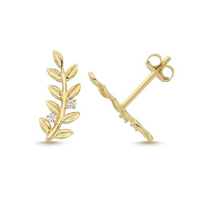Ohrstecker mit 2 Steinzweigen 9 kt Gelbgold 375 gepunzt nagelneu verpackt