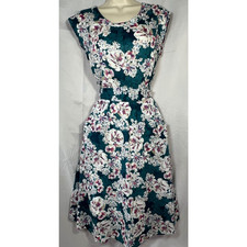 M&Co Spirit Skater Dress Blue White Floral Size 10 Summer Cottagecore Boho BNW