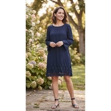 Tahari Arthur S Levine Navy Blue Floral Lace Hem Shift Dress 22W 6226L474 NWT