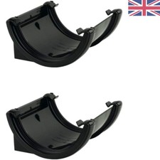 Self-Adhesive 112mm Black Half Round Gutter Bracket - Set of 2 for Easy Install