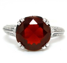 3CT Natural Fire Garnet 925 Sterling Silver Filigree Ring Jewelry Sz 6 FB9-8