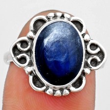 Blue Fire Labradorite - Madagascar 925 Sterling Silver Ring s.8.5 Jewelry R-1131
