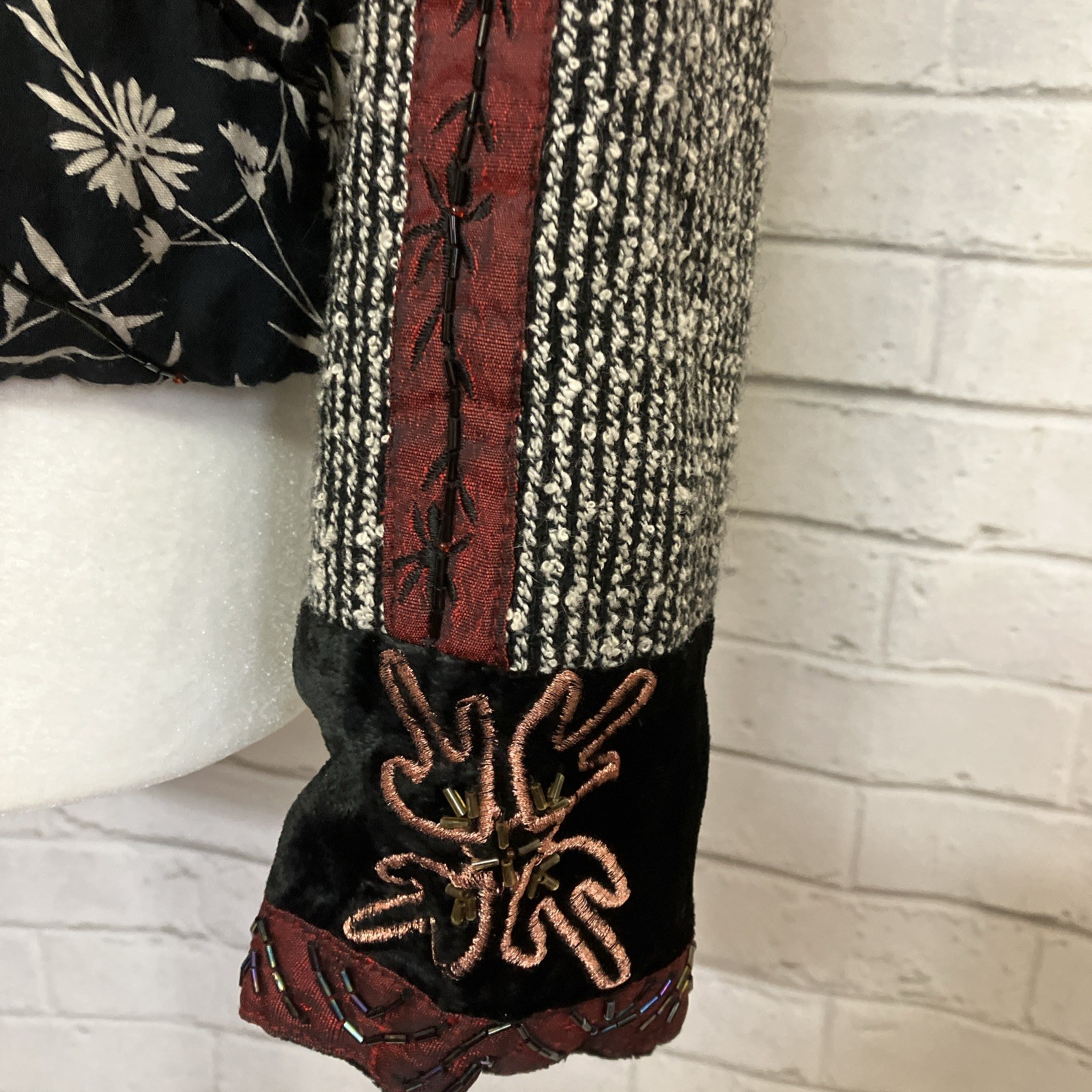 Coldwater Creek Boho Patchwork Beaded jacket Size… - image 2