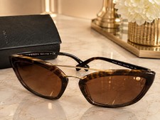 PRADA SPR 24R Women s Cat Eye Tortoise Shell Sunglasses Brown Tinted UV400