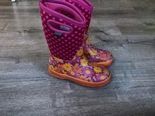 Bogs Flower Dots Youth Girls Size 4 Pink Floral Waterproof Winter Snow Boots