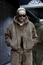 ByTheR Corduroy Hooded Zip Jacket   Casual Winter Streetwear, Unisex, Brown