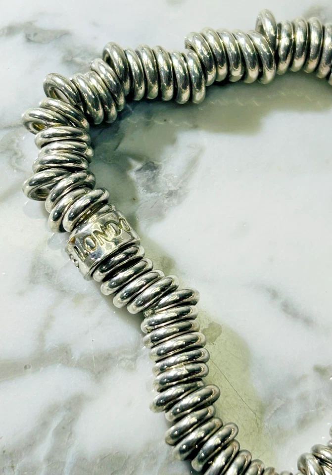 Pulsera elástica de plata 925 con eslabones originales de Londres hecha para agregar dijes usada en excelente estado Foto 3 de 4