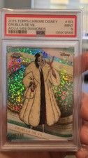 2025 TOPPS CHROME DISNEY AQUA MINI DIAMONDS #103 CRUELLA DE VIL 135/199 PSA 9