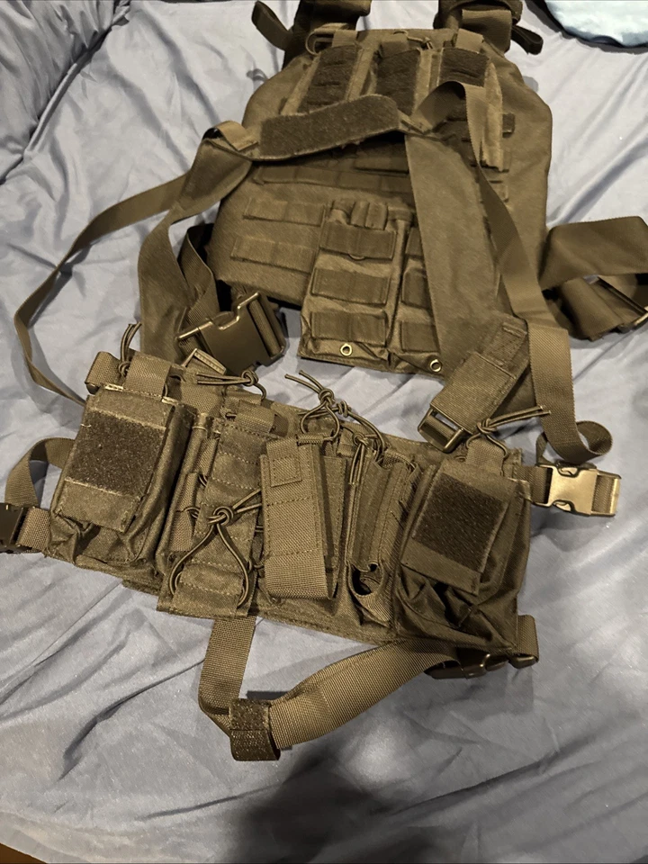 Equipamento tático preto grande lote de equipamento de peito transportador de placas etc - Imagem 2 de 4