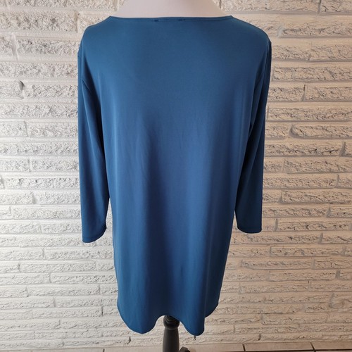 Top túnica extra grande para mujer marca Slinky manga 3/4 azul bloque de color mezcla de polietileno - Imagen 7 de 10