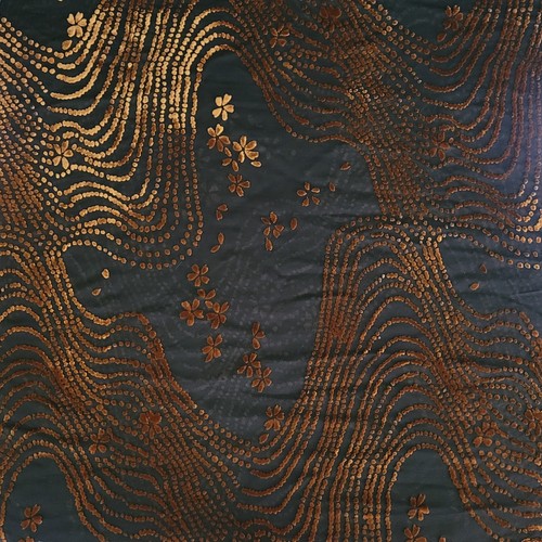 The Dori Collection ~ Beverly Hills ~ Large Black Shawl With Brown Velvet Design - Picture 3 of 5