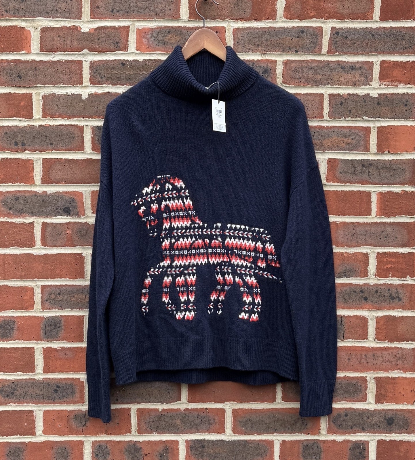 BRAND NEW Coach Ladies Instaria Wool Cashmere Jumper XL Blue Horse Carriage