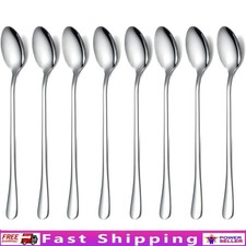 Stainless Steel Long Handle Spoon Set of 8 Ergonomic Design Durable Use
