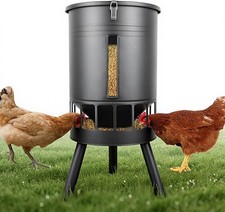 50LB Metal Chicken Feeder - No Waste, No Clog Design with 16 Ports  Smooth Grav