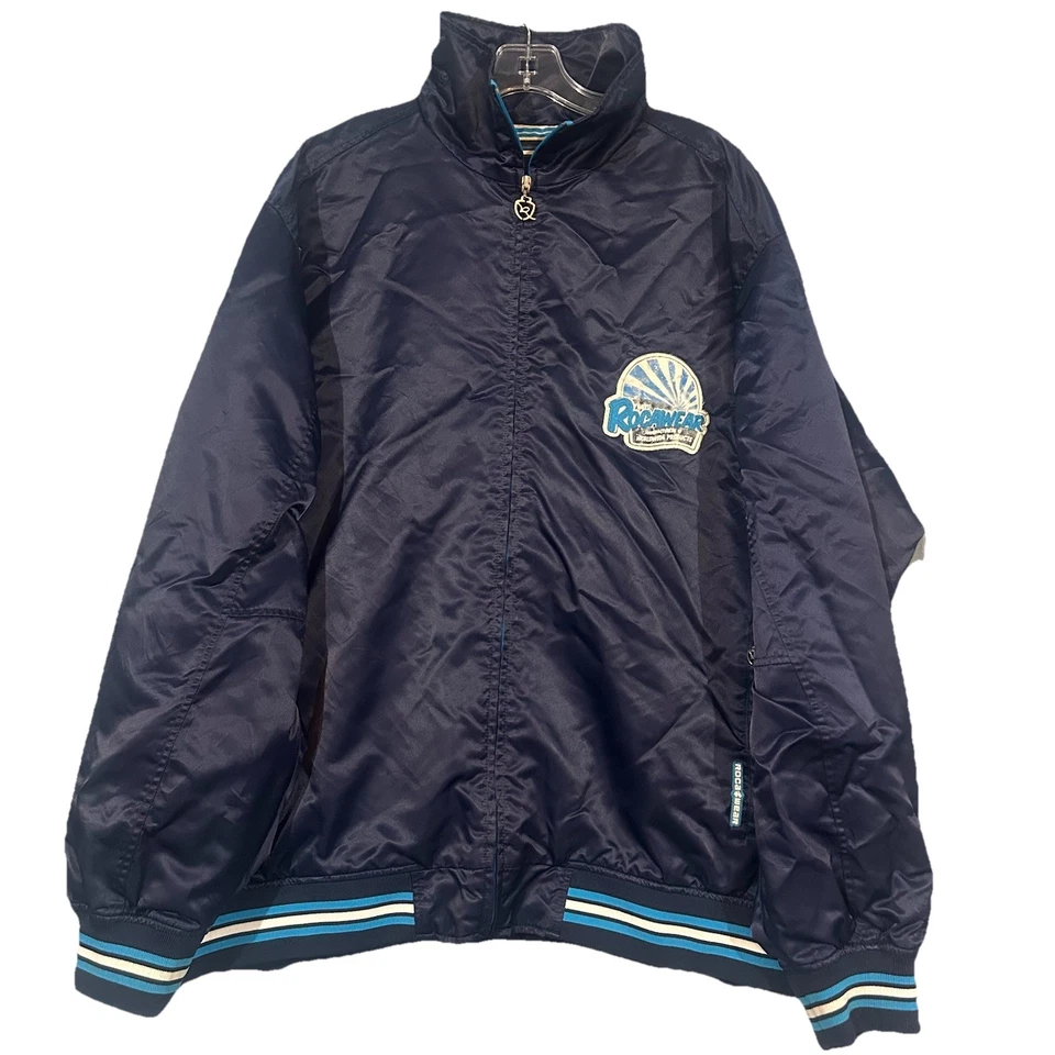 Chaqueta estilo pista cremallera completa poliéster Rocawear vintage para hombre azul marino talla 2XL Foto 2 de 4
