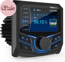 Marine Grade Bluetooth Radio Receiver - Boat Gauge Stereo Multimedia Player - 4.