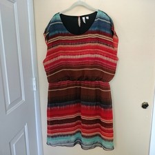 Tacera 2X Light Airy Elastic Waist Dress Southwestern Vacation Boho Festival