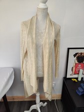Apricot Cream Waterfall Cardigan Size 14 | Cotton Knit Open Front Longline