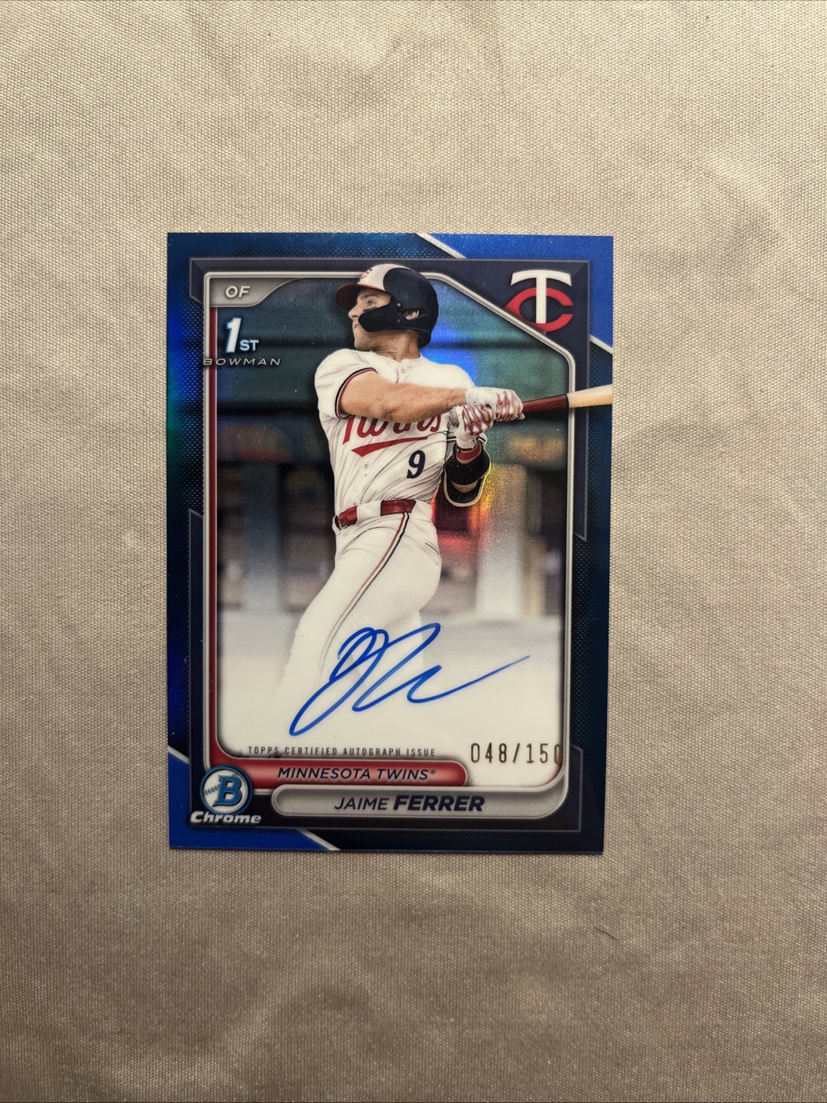 JAIME FERRER 2024 BOWMAN CHROME 1ST AUTOGRAPH BLUE REFRACTOR AUTO /150