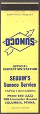 Seguin's Sunoco Service Columbia PA matchcover