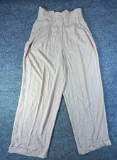Vintage Chiwitt Trouser Pants Womens Beige Pleated Sz EU 40 Viscose-Poly Blend