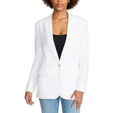 Steve Madden Blazer Women Size S White Linen On The Edge BM202672 Ivory Jacket