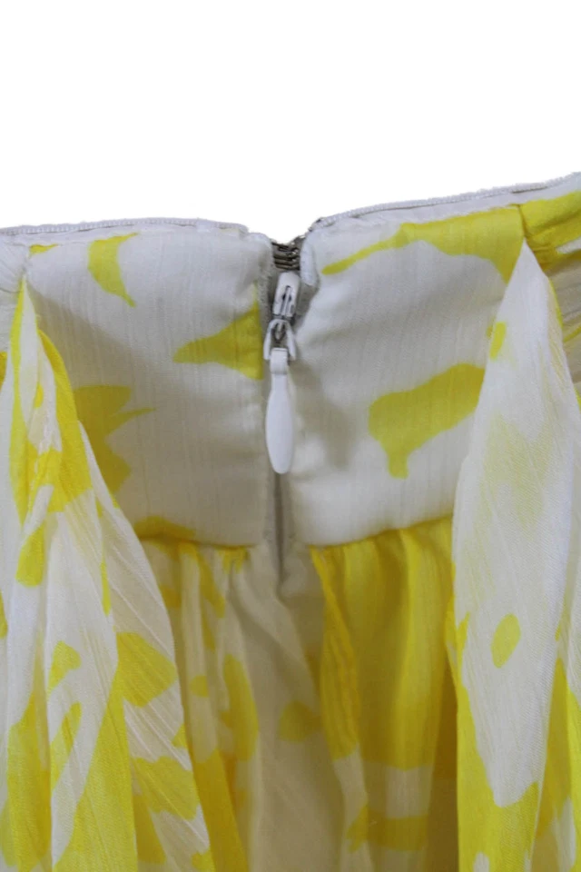 Jill Stuart 女式背面拉链无肩带花卉透明换装连衣裙白色黄色 2 — 第 4/4 张图片