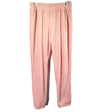 Pastel Pink Velour Track Suit Size L 11-13 Hoodie Pull on Elastic Pants Hoodie