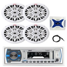 Pyle Bluetooth Marine MP3 Stereo Receiver, 4x 6x9" 260W Boat Speakers, Amplifier
